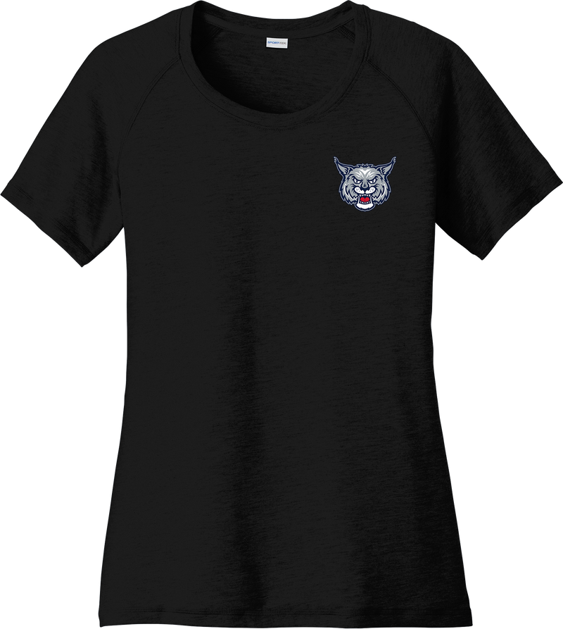 CT Bobcats Ladies PosiCharge Tri-Blend Wicking Scoop Neck Raglan Tee